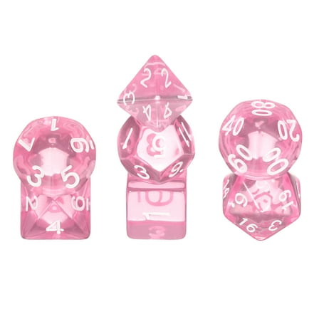 Polyhedral DND Dice Set, 7 Pcs DND Acrylic Dice for RPG Role Playing Table Games Tabletop Gaming Accessories, Transparent Pink