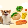 thumbnail image 2 of JANGSLNG Pet Toy Bite Resistant Food Shape Teeth Cleaning Latex Ice Cream Doughnut Pet Squeaker Toy Dog Supplies, 2 of 8