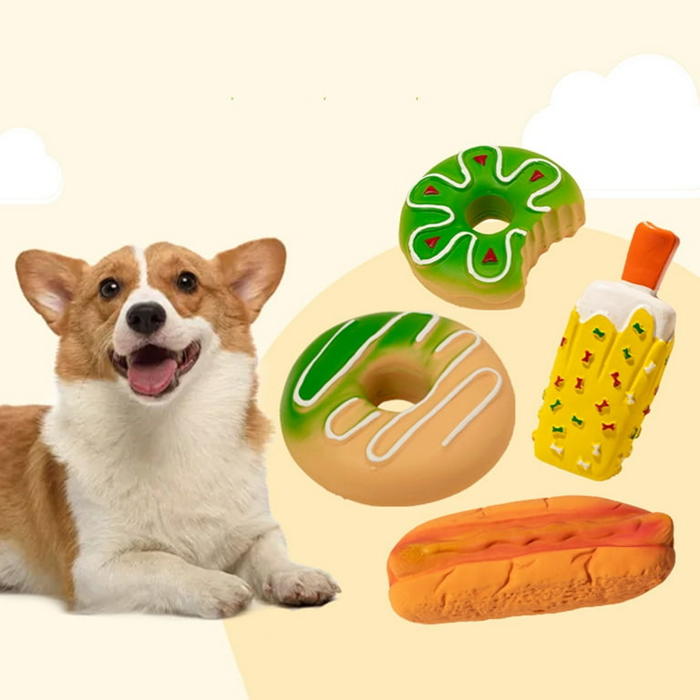 Waroomhouse Pet Toy Bite Resistant Food Shape Teeth Cleaning Latex Ice  Cream Doughnut Pet Squeaker Toy Dog Supplies - Walmart.com