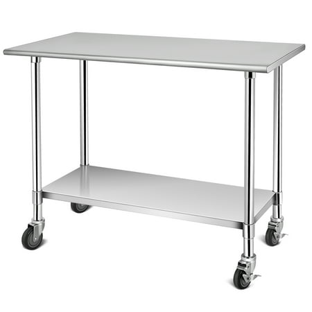 Costway 48 X 24 Nsf Stainless Steel, Stainless Steel Kitchen Prep Table On Wheels