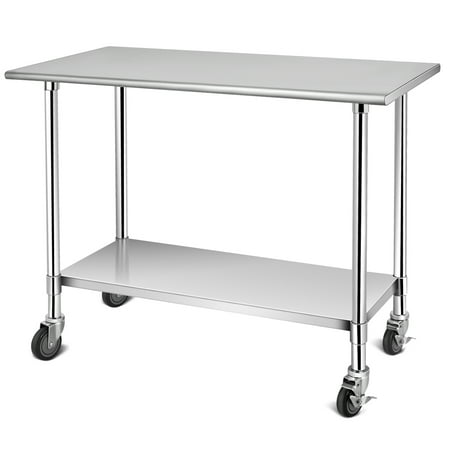 Costway 48 X 24 Nsf Stainless Steel Commercial Kitchen Prep Work Table W 4 Casters Canada Costway 48 X 24 Nsf Stainless Steel, Stainless Steel Kitchen Prep Table On Wheels