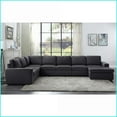 thumbnail image 2 of 146.5” Modular Sectional Sofa with Reversible Chaise – Dark Gray Linen Modern Living Room | Dark Gray | Linen | Square Arms, 2 of 5