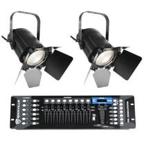 (2) Chauvet DJ EVE F-50Z LED Fresnel Warm White D-Fi Spot Lights DMX Controller