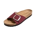 thumbnail image 3 of LTTVQM Womens Slide Sandals Arch Support Platform Open-Toe Cork Footbed Casual Sandals Slip-On Soft Adjustable Buckle Footwear for Daily Walking Wine 36(US-5.5), 3 of 5