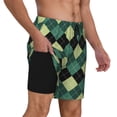 thumbnail image 6 of Rocae Green Squares for Men's Swim Trunks Quick Dry With Two Side Pockets and One Lined Patch PocketMedium, 6 of 9