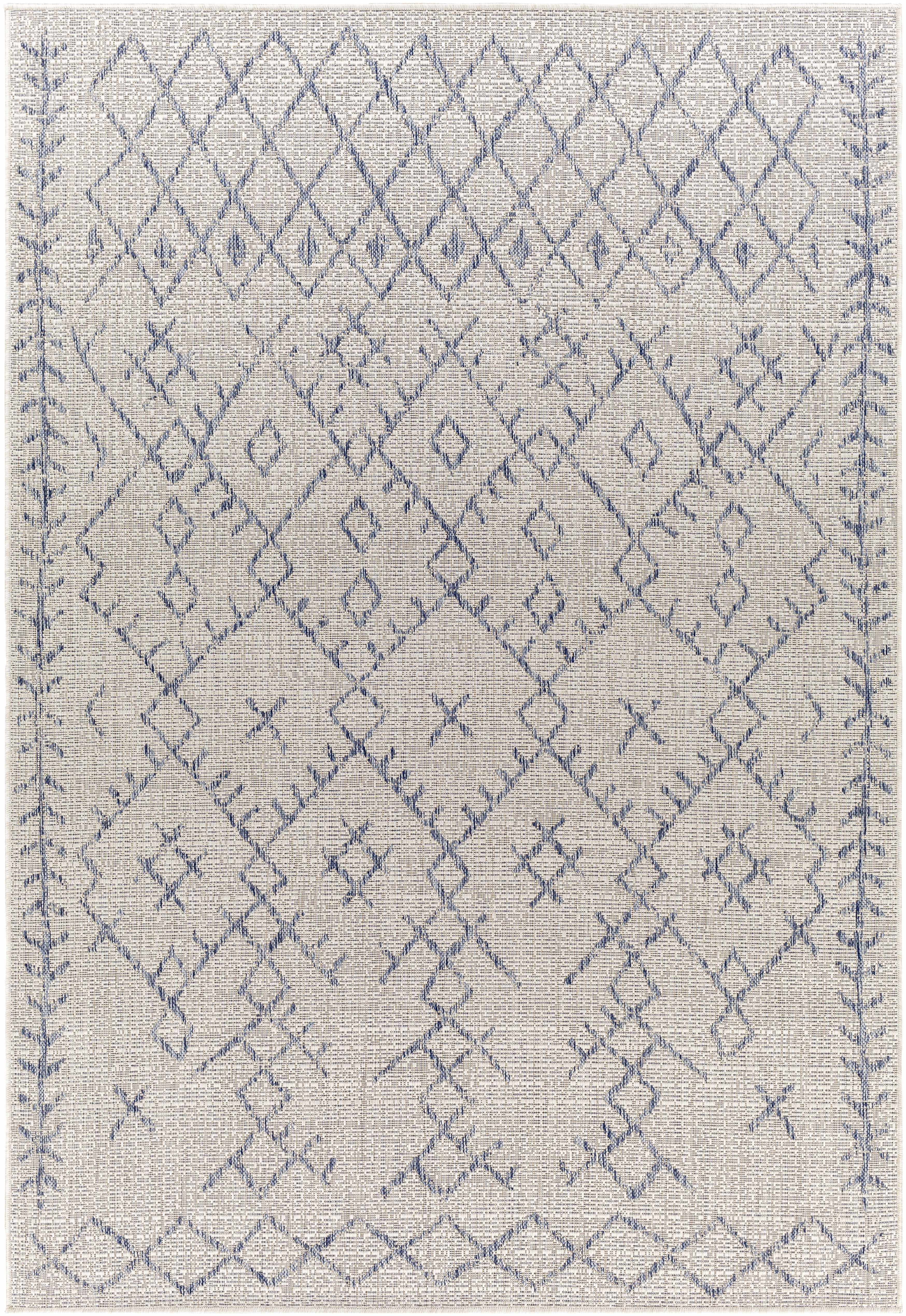 BoutiqueRugs Maunawili Bohemian, Transitional Area Rug - Outdoor Safe - Medium Gray, Gray, Pale Blue - 5'3" Round