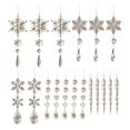 thumbnail image 2 of Dserfhy 18 Pcs Crystal Christmas Ornaments for Tree Clear Acrylic Snowflake Icicle Hanging Ornaments with Drop Pendants for Winter Wonderland Chandelier Decoration, 2 of 8
