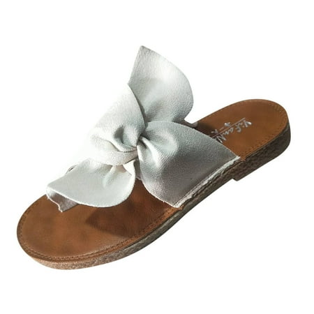

Wiueurtly Fashion Flops Roman Women s Butterfly-knot Beach Flip Slipper Slippers Women s sandals Womens Summer Wedge Sandals Womens Summer Shoes