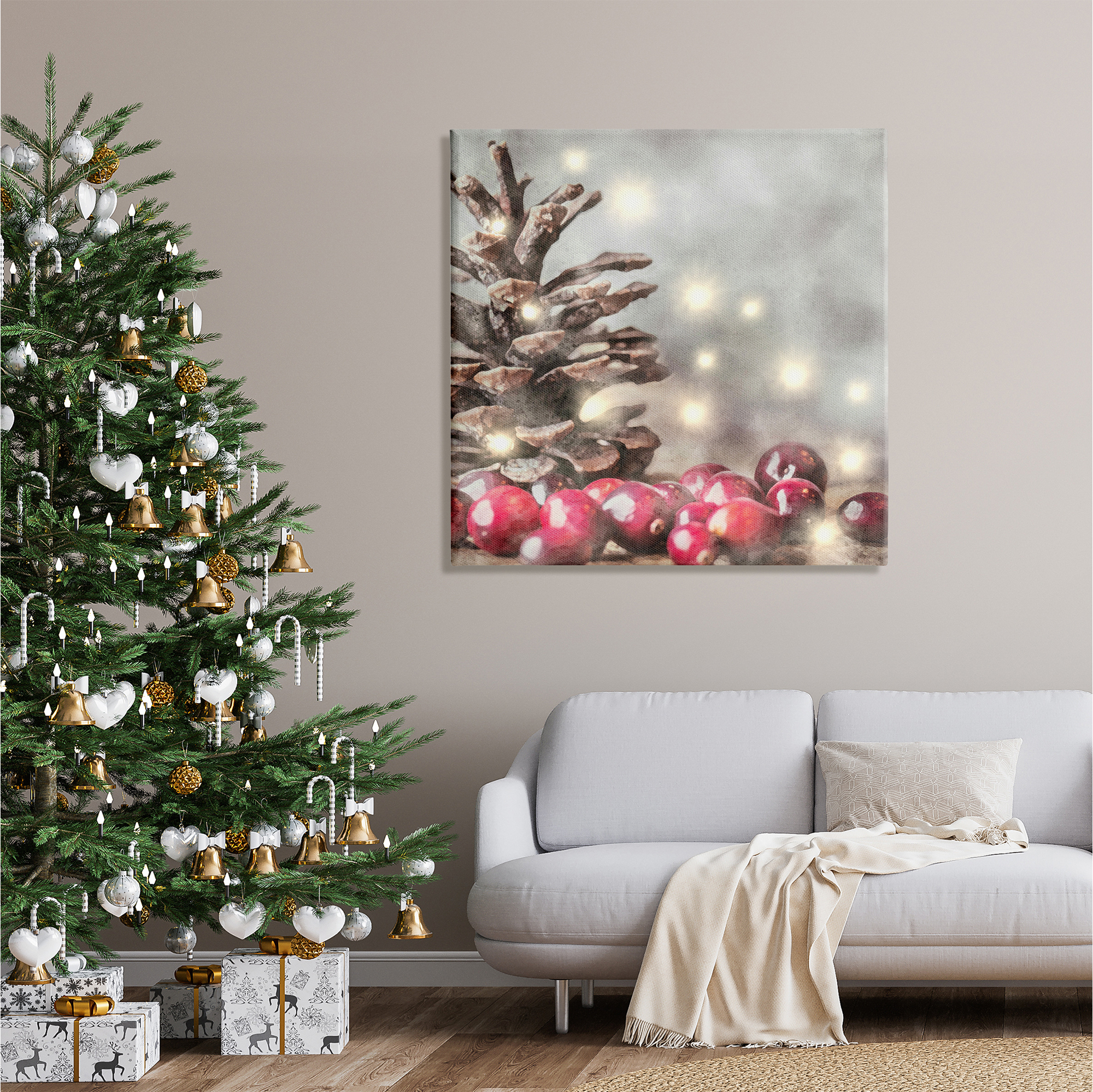 Stupell Industries Woodland Holiday Pinecone Holiday Painting Gallery Wrapped Canvas Print Wall Art, 36 x 36
