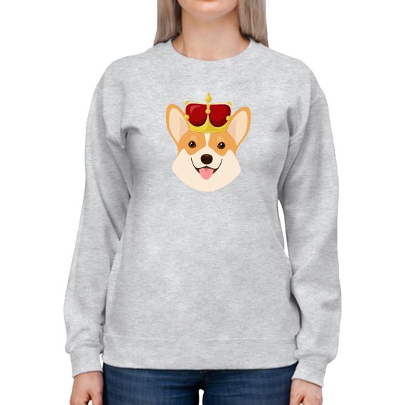 Royal Corgi Smiling Royal Crown Sweatshirt Women -Image by Shutterstock, Female Large