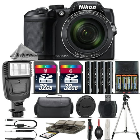 Nikon COOLPIX B500 Digital 40x Zoom Camera Black + Flash + 64GB Storage +