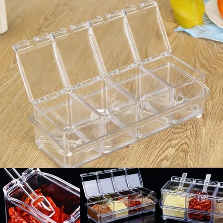 Ceramic Spice Box - Kitchen Home Acrylic Spice Container Jar Condiment Dispenser Salt Seasoning Box New
