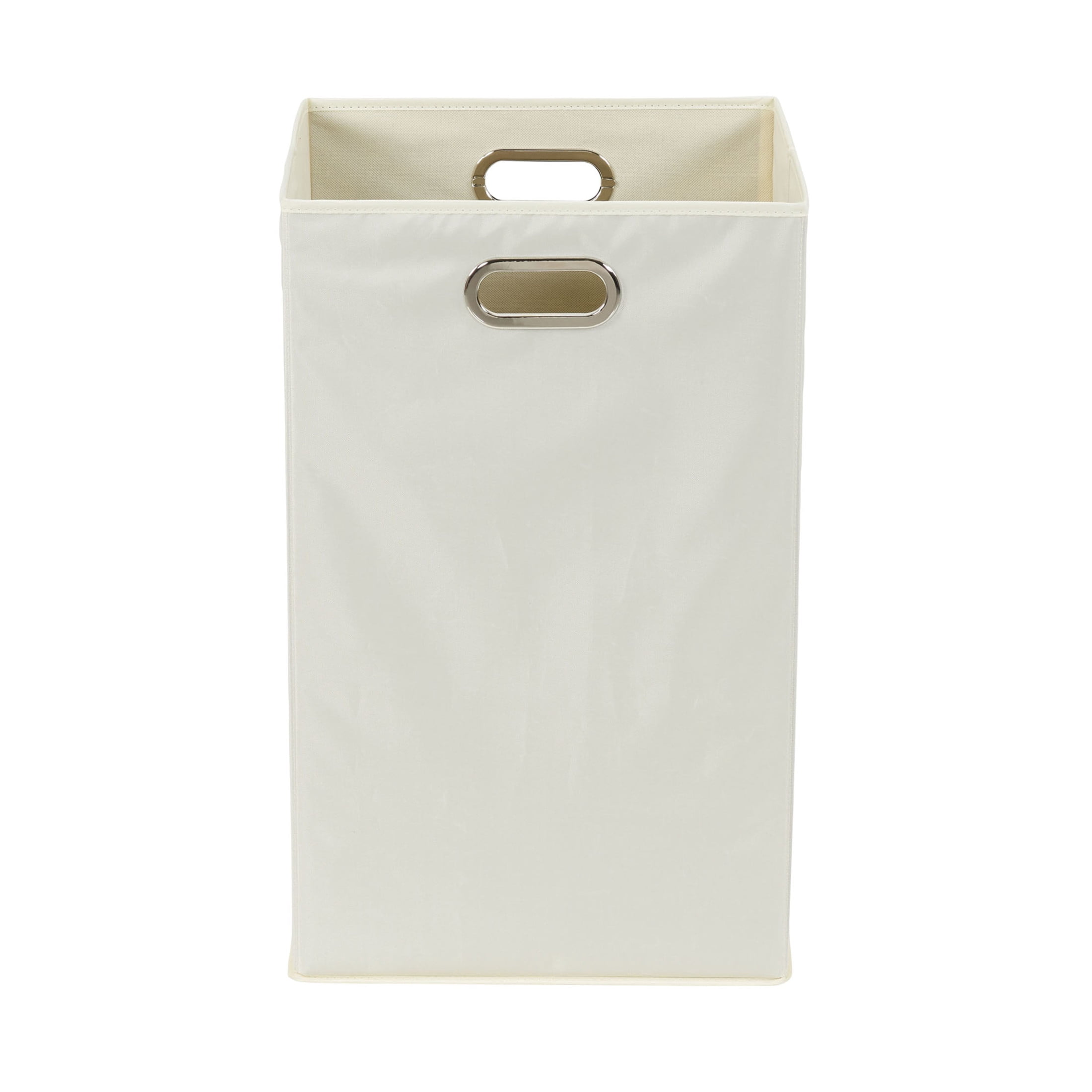 Household Essentials GEN Folding Laundry Hamper, Grommet Handles, Sturdy Fiberboard with Polyester Lining, Quick Set-Up, Squared Shape Saves Space, Natural