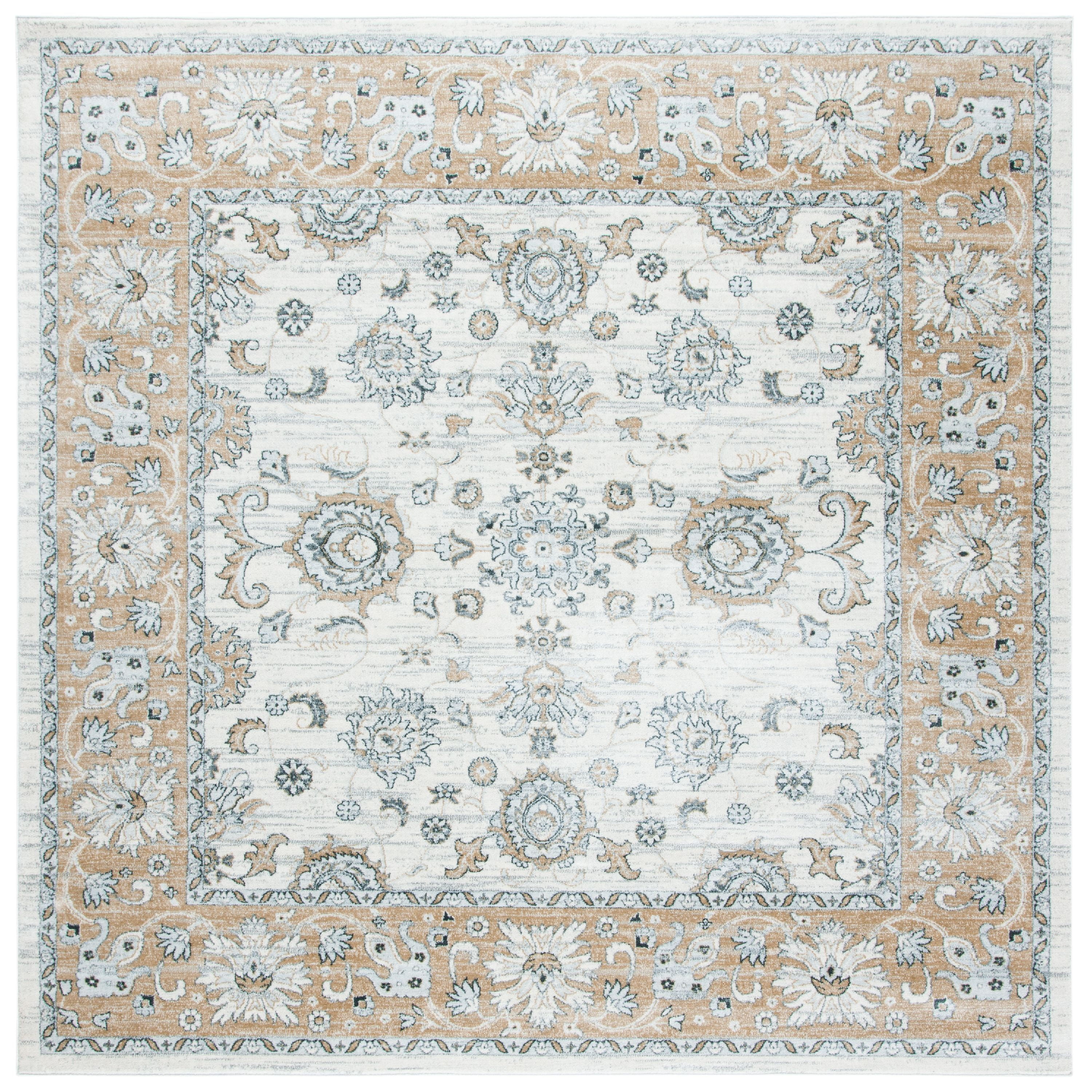SAFAVIEH Glamour Drummond Geometric Floral Wool Area Rug, Blue/Ivory, 5' x 8'