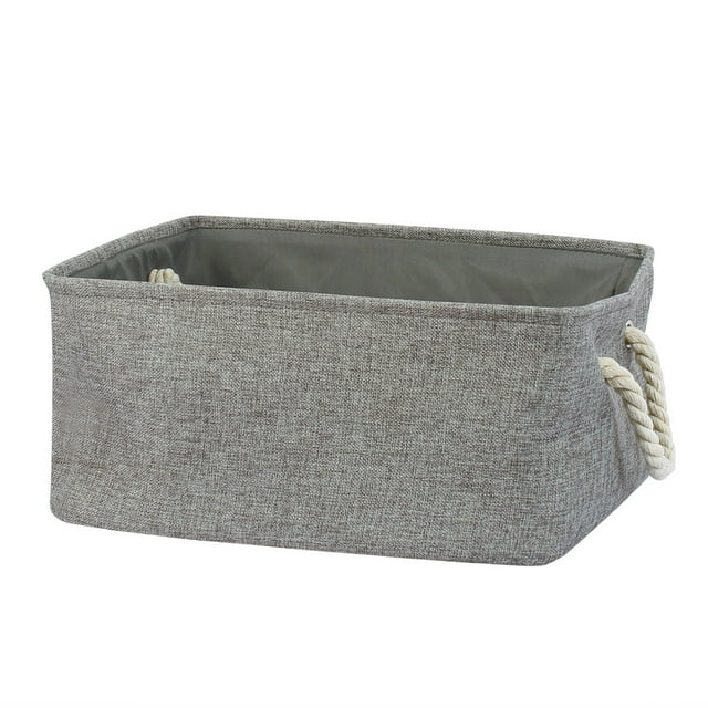 Unique Bargains Foldable Storage Bins Baskets with Handles Closet Toy Box Organizer Gray 2Pcs