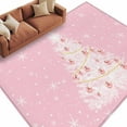 thumbnail image 3 of 8x10 Area Rugs Pink Christmas Tree Non-Skid Rubber Backing Large Rectangle Rugs - Living Room Bedroom Home Office, Winter Balls Snowflake Xmas Tree Indoor Floor Mat Carpets Washable Rug, 3 of 9