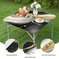 thumbnail image 4 of Black White Gold Marble Wave Dot Pattern Square Fitted Tablecloth with Elastic Edge,Square Table Cover,Washable Elastic Table Cover for Home Kitchen Party Decor 34"x34", 4 of 6