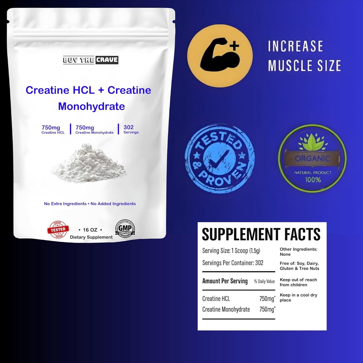 Buy The Crave: Creatine HCL and Creatine Monohydrate Amino Acid Supplements, 16 Oz