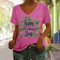 thumbnail image 2 of JURANMO Sales Today Clearance Prime Only Women's St. Patrick's Day Shirts Casual Cotton Comfy U Neck Lucky Clover Graphic Tee Tops 2025 Summer Short Sleeve Irish Shirt Hot Pink S, 2 of 5