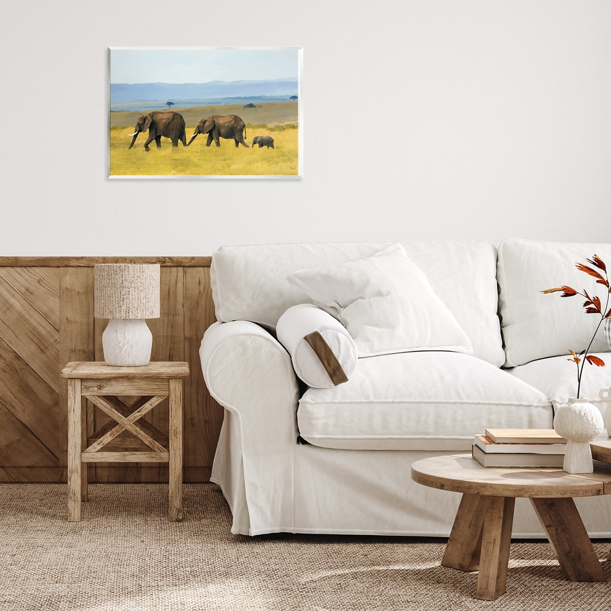 Stupell Industries Elephants In The Grassland Wall Plaque Art, design by Renel Peters