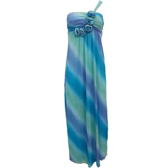 Junior Womens Green Blue Ombre Glitter Cocktail Evening Party Dress Size 5