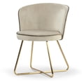 thumbnail image 6 of Set of 2 Bethari Beige Woven Fabric Dining Chair with Rattan Backrest and Black Iron Legs with Gold Accents, 6 of 7