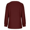 thumbnail image 3 of Olyvenn Stylish Basic Shirts for Women Hollow Out Long Sleeve Sweater Trendy Oversized V Neck Sweatshirt Soft Cozy Pullover Outdoors Wine 8, 3 of 5