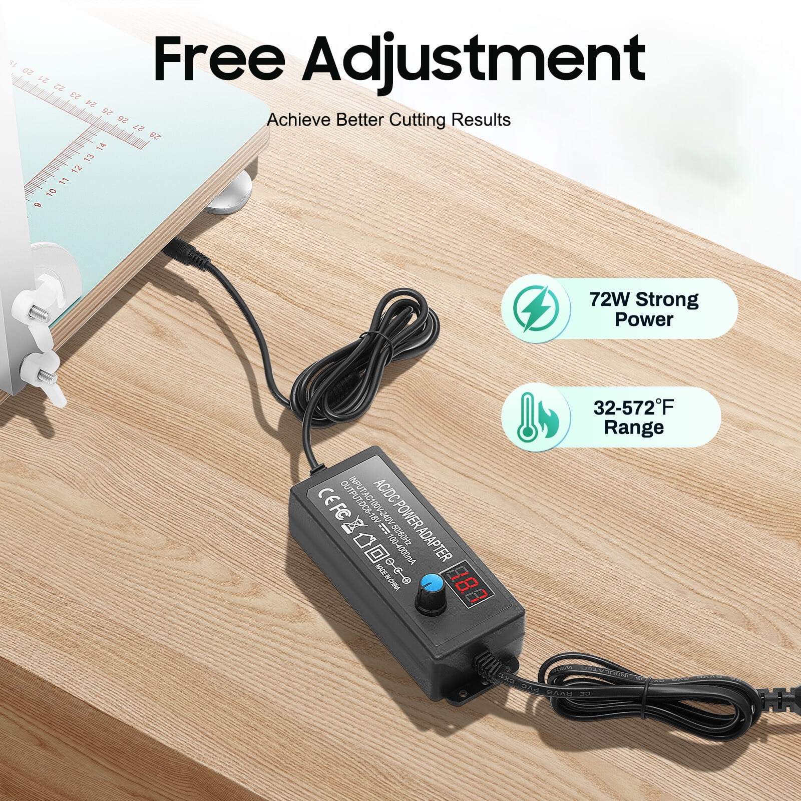 72W Tabletop Hot Wire Foam Cutter for Foam Sponge,Adjustable Temperature 32-572℉,Portable Lightweight Hot Wire Foam Cutting Machine Styrofoam Cutter with 15.4 * 12.9 Inches Workboard