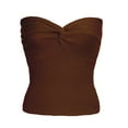 thumbnail image 5 of Valcatch Women's Strapless Crop Top Sweetheart Neck Ribbed Knit Twisted Knot Front Sleeveless Tanks Top, 5 of 6