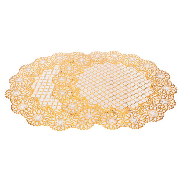 Paquete de 2 manteles individuales y posavasos redondos de PVC de 38 x 38 cm para bodas y fiestas. Añada un estilo lujoso a su mesa. Glamour dorado