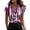 #0510-Purple, variant on Pounoo Women's Satin Blouses V Neck Collared Short Sleeve Stripe Print Silky Tops Elegant Business Casual Tunics Gift