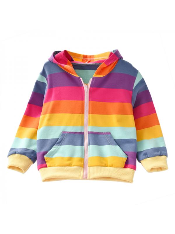 Kids Girls Hoodies Sweatshirt Rainbow 