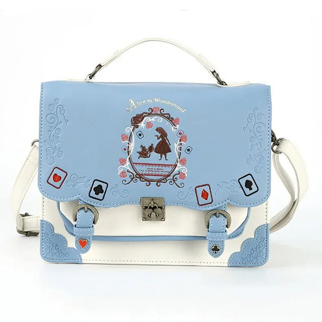 Alice In women backpack axes femme vintage student schoolbag playing cards Silhouette Embroidery backpack leather bag New style Bag New style Bag