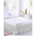 thumbnail image 2 of Grey Striped Bed Skirt Cal King Size, Modern Farmhouse Gray White Stripes Wrap Around Bed Skirting with Adjustable Elastic Strap, Dust Ruffled Pleated Bedskirts 18 Inch Drop for Bedroom Cal King Beds, 2 of 9