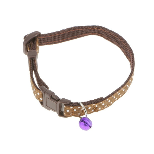 Collar de seguridad ajustable para cachorros y gatitos con correa para pasear, hebilla y cascabel de 30 cm marrón