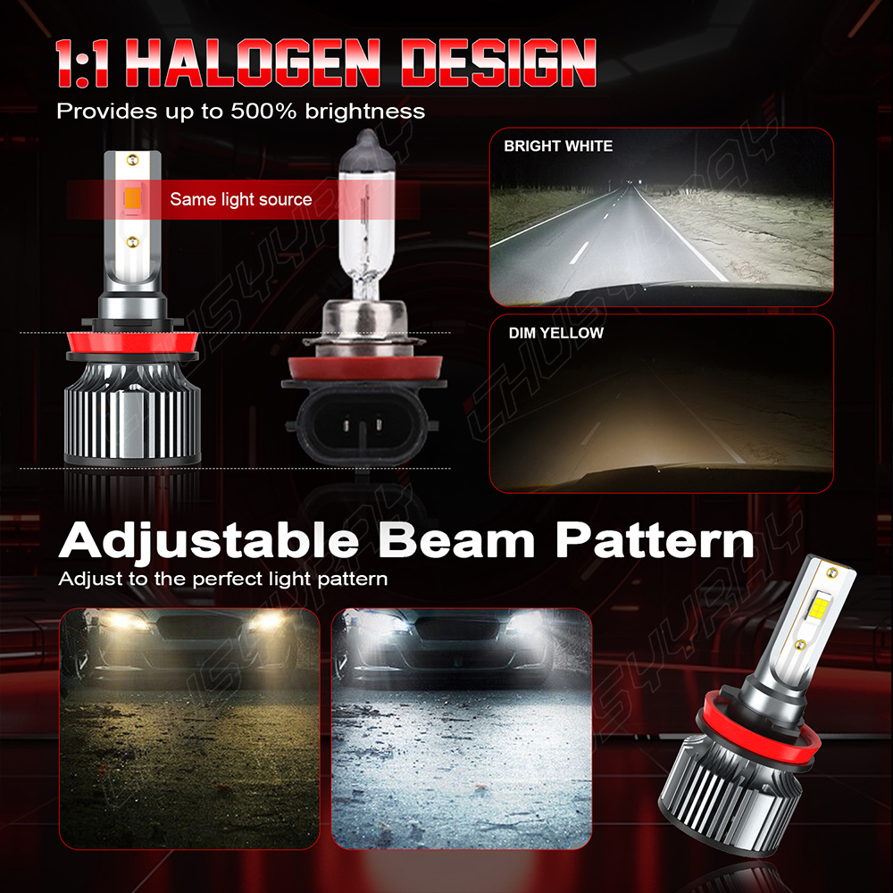 H11 H9 H8 LED Headlight Bulbs Hi/Low Beam Light 72000LM 200W High Power Easy Installation