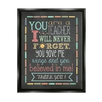 Stupell Teacher I'll Never Forget Phrase Inspirational Painting Black Floater Framed Art Print Wall Art
