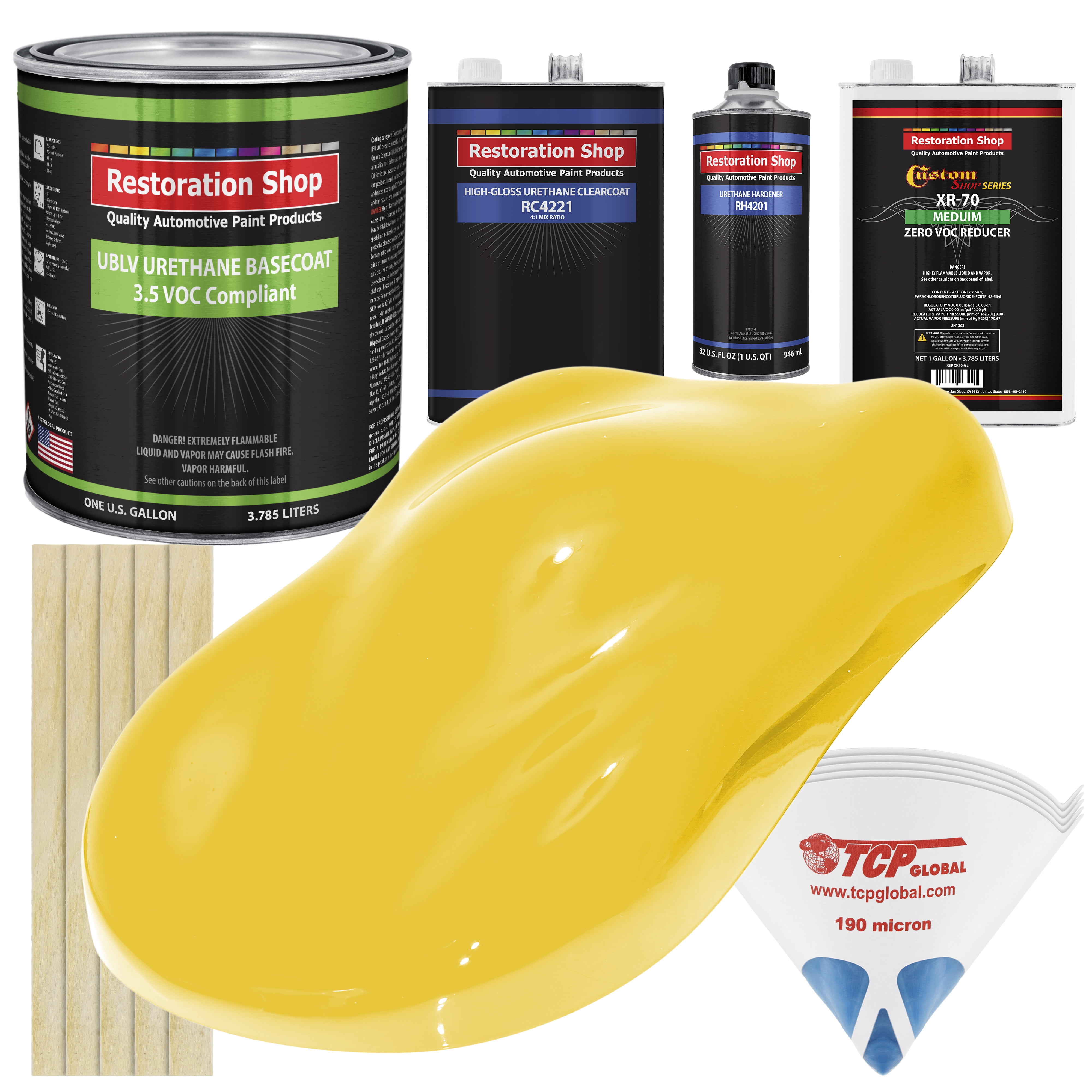 Electric Yellow Gallon Low VOC URETHANE BASECOAT CLEARCOAT Car Auto