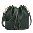 thumbnail image 2 of Bucket Shoulder Bag Drawstring Bag Purse Handbags Small bags pu Shopping Green, 2 of 3