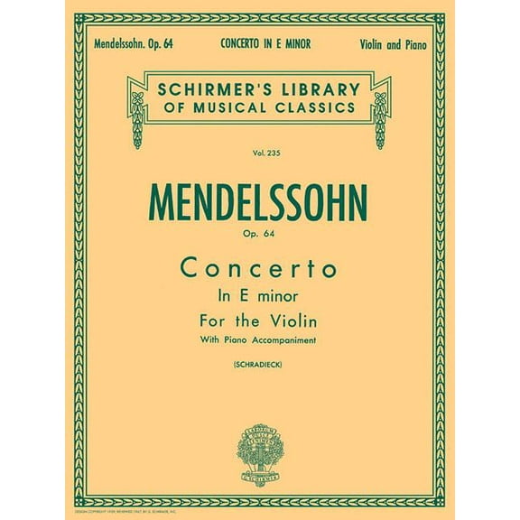 Schirmer's Library of Musical Classics: Concerto in E Minor, Op. 64: Schirmer Library of Classics Volume 235 (Paperback)