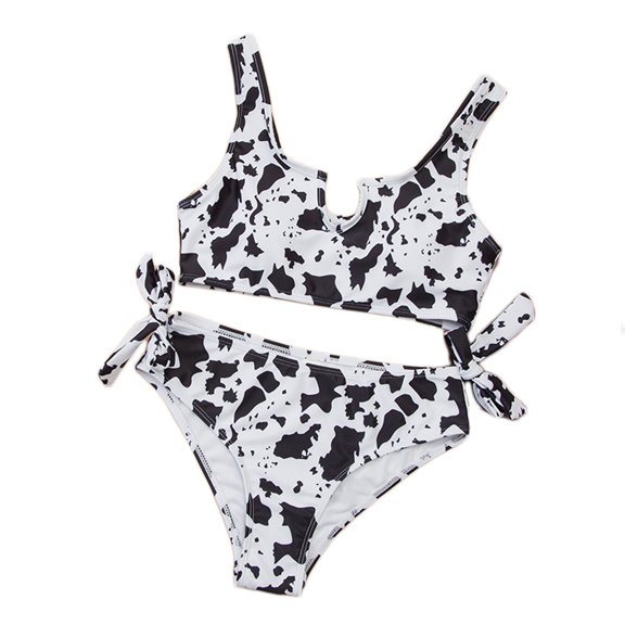 Viikei Bikini Set Swimwear for Women Summer Plus Size 2 Piece Bathing Suit Cow Pattern Printed Swimsuits