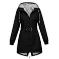 thumbnail image 4 of thefmos Women's Fall Winter Collared Long Sleeve Hooded Zip Up Coat Casual Basic Outwear Windbreaker Solid Color Jacket for Women Trendy Fashion Everyday Work Outdoor Sports, Black M, 4 of 7