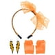 thumbnail image 1 of BRIGHTFUFU Diadema de encaje de los 80 con pendientes de neón, guantes de rejilla sin dedos para la fiesta de los 80 (naranja), 1 of 7