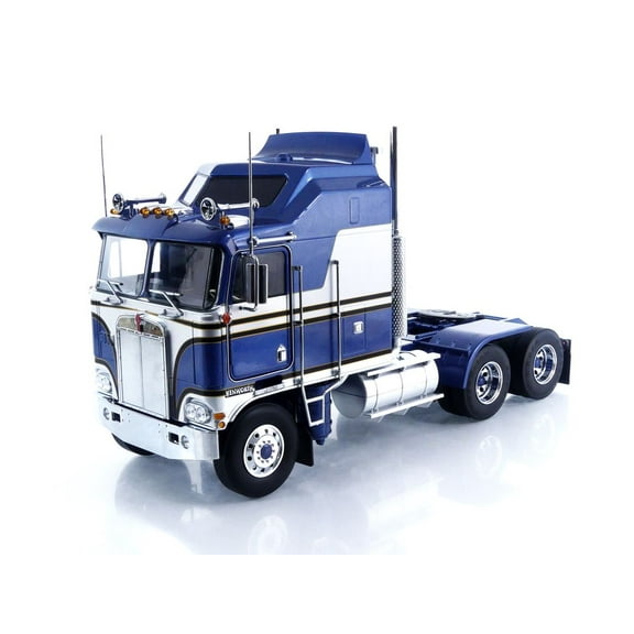 Road Kings 1976 Kenworth K100 Aerodyne Tractor Truck 3 Blue w/ Silver Stripes 1:18
