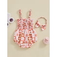 thumbnail image 4 of Suealasg 2Pcs Newborn Baby Girl Clothes Sleeveless Floral Print Romper Bodysuit +Headband 3 6 12 18 Months Infant Summer Cute Outfit, 4 of 9