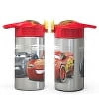 Zak Designs 15.5 oz Kids Water Bottle Stainless Steel with Push-Button Spout and Locking Cover, Cars Lightning McQueen