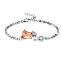 Rose Flower Urn Bracelet for Ashes for Women Stainless Steel Cremation Keepsake Adjustable Link Bangle Memorial Gift for Human Loved Ones