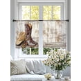 thumbnail image 5 of Western Cowboy Boots Sheer Curtains 45 Inches Length 2 Panels Set, Window Sheer Curtains for Living Room/Bedroom, Vintage Country Brown Wooden Light Filtering Rod Pocket Curtain 52''x45''x2, 5 of 8