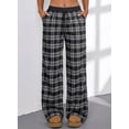 thumbnail image 6 of SHEWIN Womens Sweatpants Classic Plaid Straight Leg Trousers High Waist Baggy Workout Pants with Pockets, 6 of 7