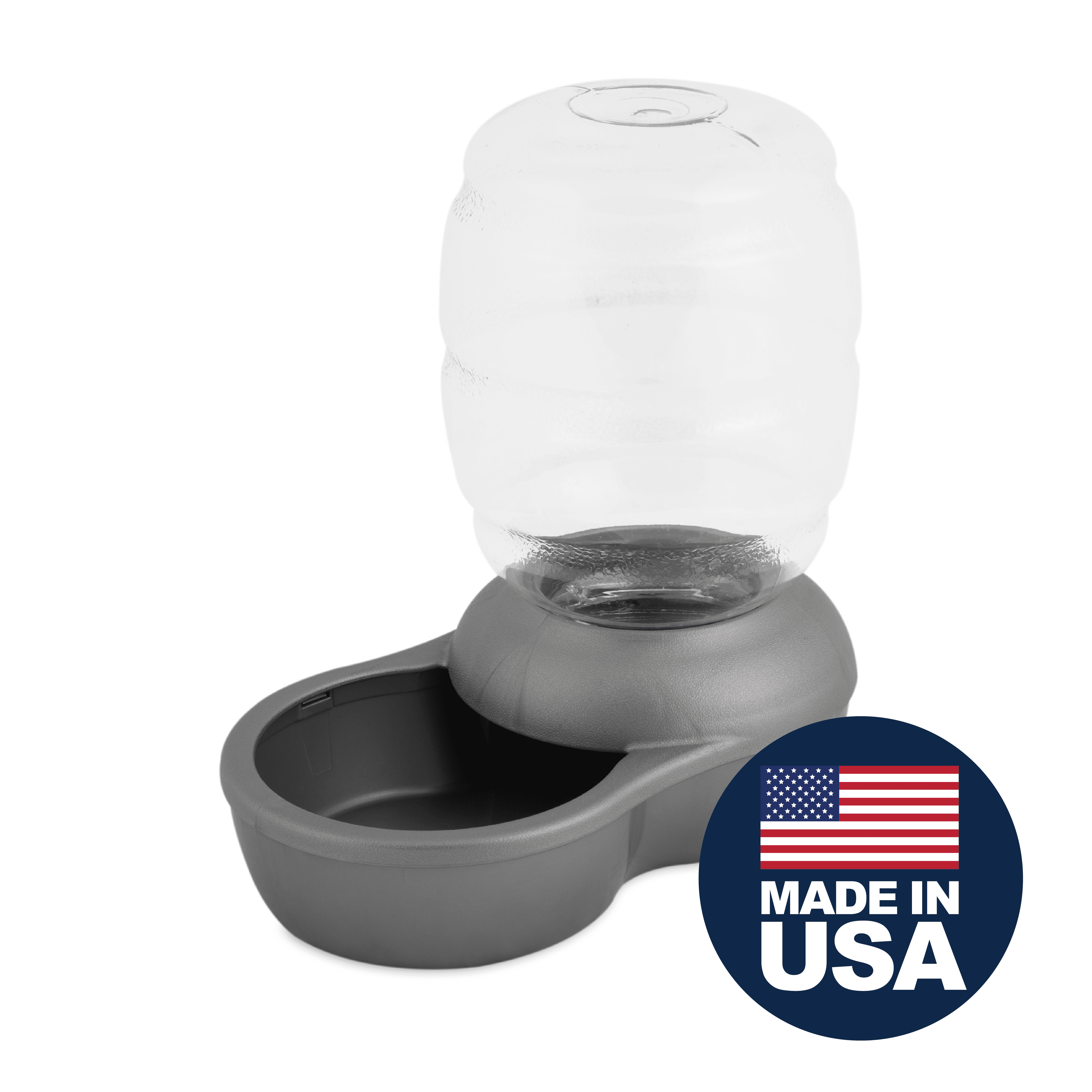 Petmate Replendish Gravity Pet Waterer with Microban for Cats and Dogs, 0.5 Gallon, Gray